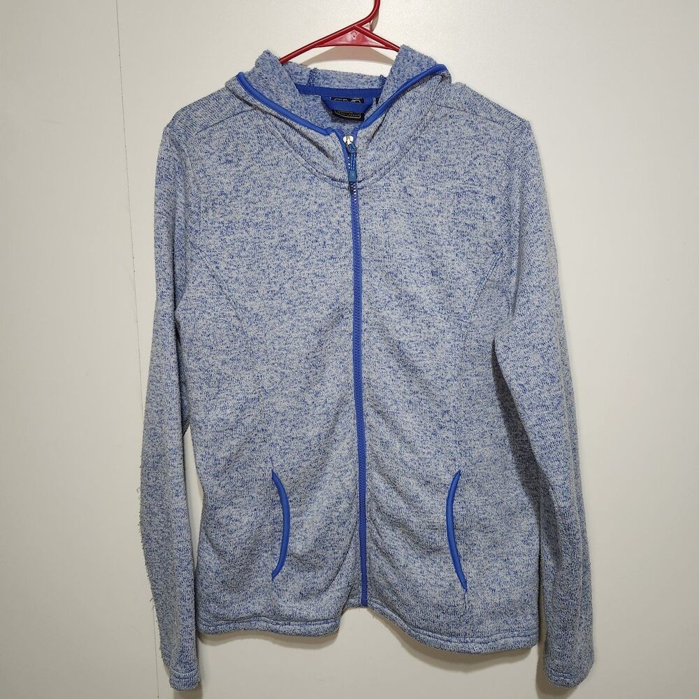ZeroXposur Womens XL Fleece Jacket Full-Zip Hooded Blue Grey Heather Outdoor